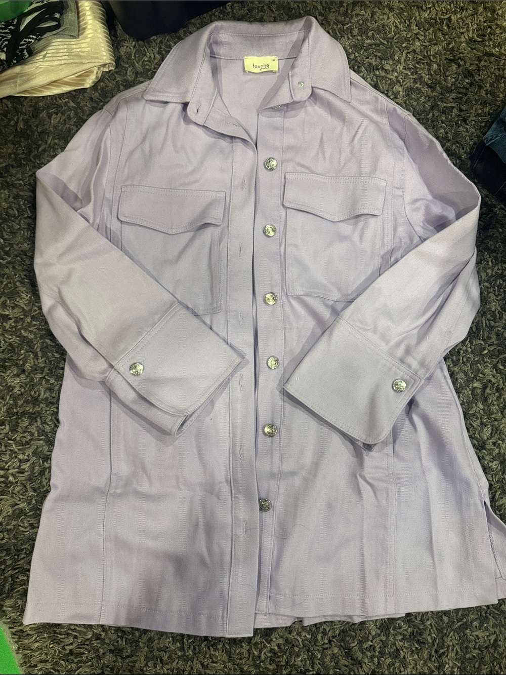 Touche Lavender Button-Front Womens Shirt Jacket